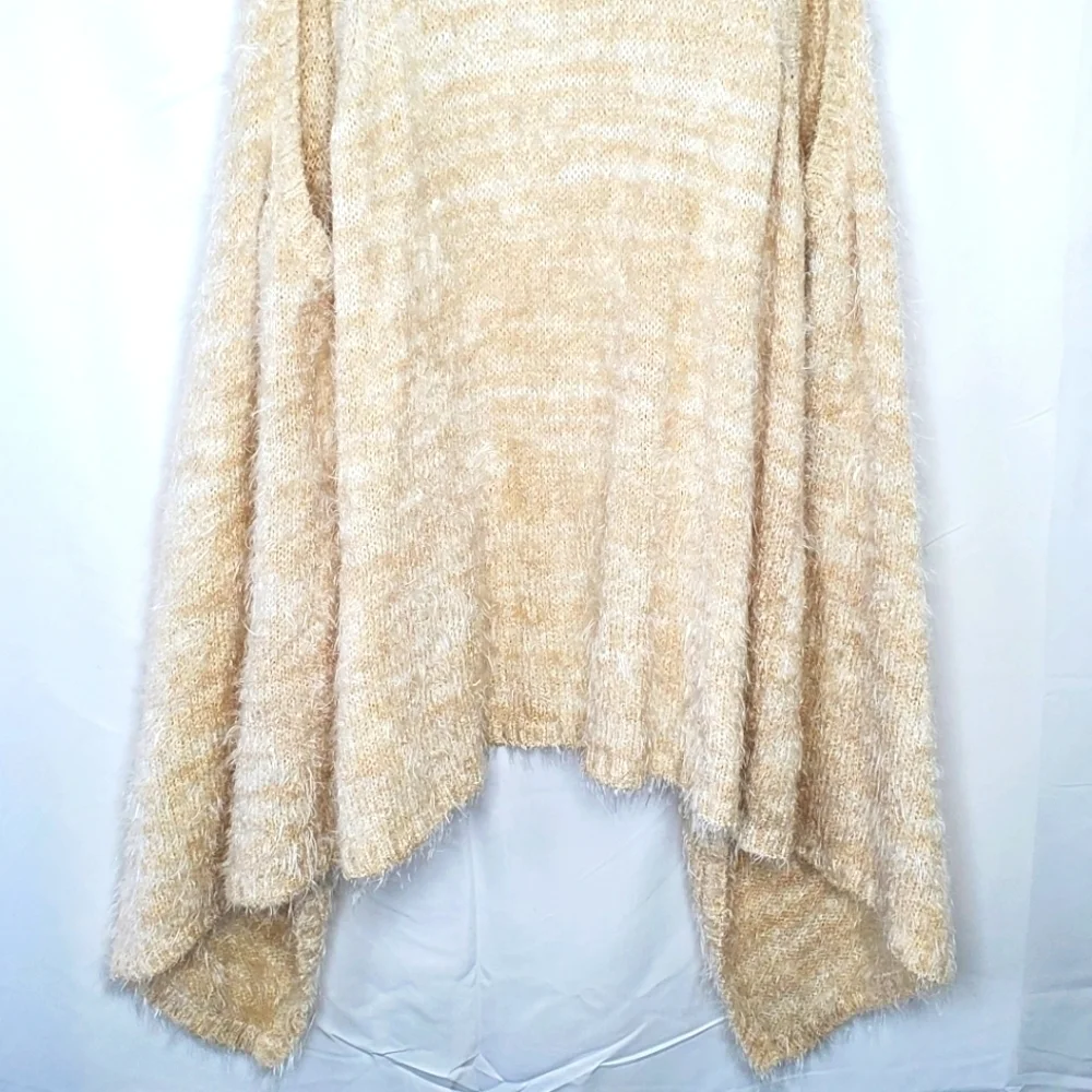 Kensie Fluffy Knit Sweater Vest XL Soft Sleeveless Neutral Eyelash Cardigan NEW‎